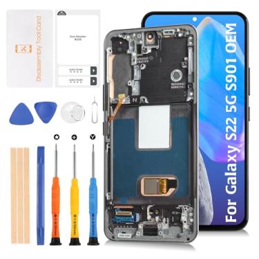 Imagem de Olivechard Tela LCD original S22 5G S901 OEM + moldura preta Phantom para Samsung Galaxy S22 5G S901B S901U/U1/W 15.5 cm tela LCD de substituição kit de montagem digitalizador sensível ao toque
