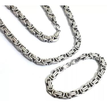 Imagem de Le Bijoux Semi Joias - Conjunto de Joias Masculino Bali Peruana - Aço Inoxidável 316L - Pulseira e Corrente - Prata - Homens