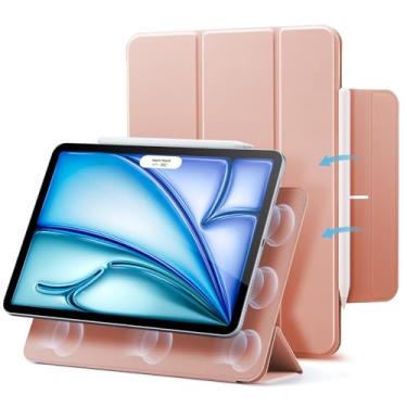 Imagem de ESR Capa para iPad Air de 11 polegadas M2 (2024), iPad Air 5ª/4ª geração (2022/2020), fixação magnética potente, capa fina com suporte triplo, suporte para Pencil Pro e Pencil (USB-C), Ouro Rosa