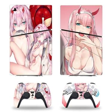Imagem de Vanknight Adesivo de vinil para console de anime Hot Girl compatível com PS5 Slim Disk Console Controllers Wrap Skins Sexy Girl