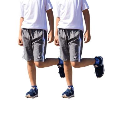 Imagem de KIT 2 Bermuda Lisa Short Infantil Masculino Tactel com Elastano  - Cinza - 14-Masculino