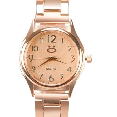 Imagem de Relógio Feminino Analogico Maravilhoso Prata Rosé e Conjunto Colar e Brinco Folheados com Pérola Presente Lindo Mulher Elegante (Rose)