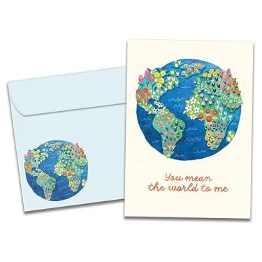 Imagem de Tree-Free Greetings Cartão de felicitações Thinking of You Ecológico, feito nos EUA, 100% papel reciclado 12,7 cm x 17,7 cm You Mean the World (GO65262)