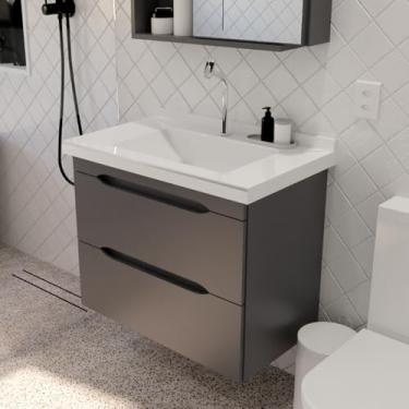 Imagem de Gabinete Toucador Para Banheiro Milano 0,65 Cuba Inclusa Grafite