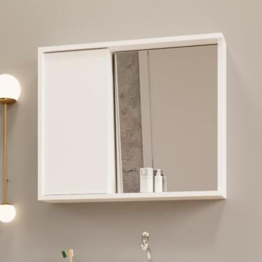 Imagem de Armario Para Banheiro Espelheira Unik Detalhe Em Mdf 77,6cm Branco