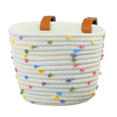 Imagem de oshhni Cesta de bicicleta infantil com alças, recipiente para artigos diversos, bolsa para bagageiro de carga, cesta de ciclismo, cesta de bicicleta para, Branco