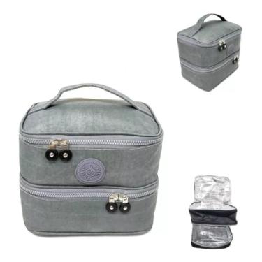 Imagem de Bolsa Lancheira Térmica 2 Compartimentos Quente E Frio (Cinza)