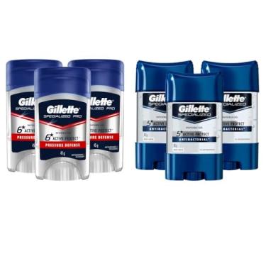Imagem de Kit Desodorante Gillette 3 Specialized Antibacterial 82g + 3 Clinical Gel Pressure Defense 45g