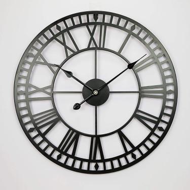 Imagem de Relógio ao ar livre à prova d'água Relógios de jardim, Relógio de parede retrô com numeral romano para exterior Simplicidade Arte em ferro Relógios ao ar livre Relógios externos silenciosos