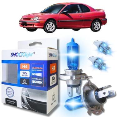 Imagem de Kit par lâmpadas super branca conector h4 8500k shocklight + par leds 