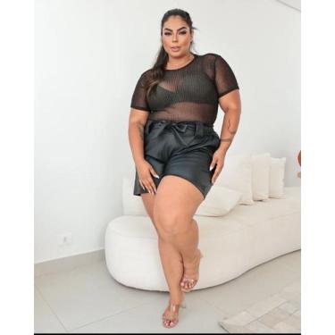 Imagem de Conjunto de Shorts material sintético e blusa Tule PLUS SIZE - Stillo 