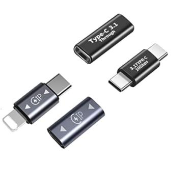 Imagem de HAOQUOOU Adaptador USB C (4 peças), suporta carregamento e expansão de transferência de dados, a taxa é de até 10Gbps, compatível com dispositivos tipo C como Huawei, Samsung, MacBook, etc.