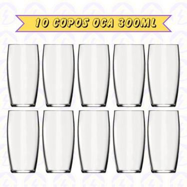 Imagem de Jogo 10 Copos Oca 300 ML Transparente Elegante Bebibas Sucos - NADIR F