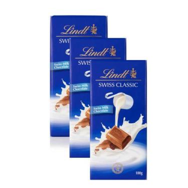 Imagem de Kit 3 Chocolate Lindt Swiss Classic Milk com 100g