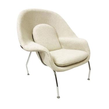 Imagem de Poltrona para Sala Womb Chair Tecido Boucle Bege Luxo - Poltronas do S