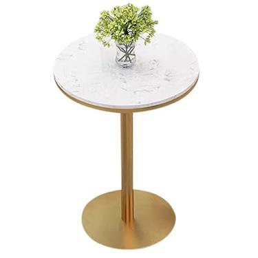 Imagem de Mesa de bar redonda de bistrô, balcão de coquetel de mármore pub mesa alta de café com base de metal, mesa de jantar de café da manhã para casa, bistrô, fácil montagem