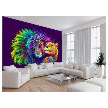 Imagem de Papel De Parede 3D Animais Leão Família Casal 3,5M Anm516 - Você Decor