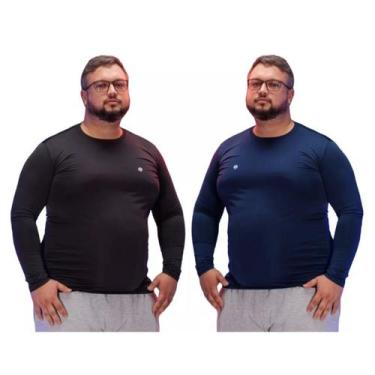 Imagem de Kit 2 Camisas Térmica Masculina Plus Size Uv50+ Segunda Pele Proteção 