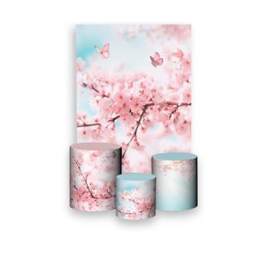 Imagem de Painel De Festa Vertical 1,50 x 2,20 + Trio De Capas Cilindro - Flor S