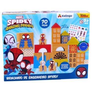 Imagem de Brincando de Engenheiro Spidey com 70 Blocos Xalingo