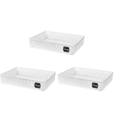 Imagem de Kit 3 Cesto Organizador Rattan Multiuso Armário Gaveta Lavanderia G (3