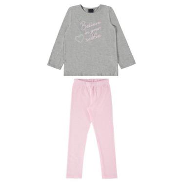 Imagem de Conjunto Blusa e Calça Legging Infantil para Menina Guloseima, Cinza, 