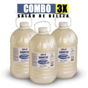 Imagem de Kit 3 Shampoo 5 Litros Perolado Neutro Sem Sal Galão Salão - Gilbell, 