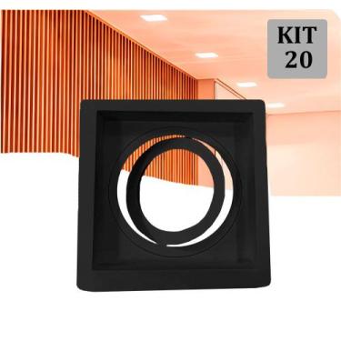 Imagem de Kit 20 Spot Embutir PAR20 Recuado Quadrado Preto + Soquete - Decorium
