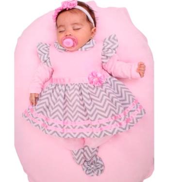 Imagem de Saída Maternidade Menina com Vestido Bordado de Coracao 04 peças Rebec