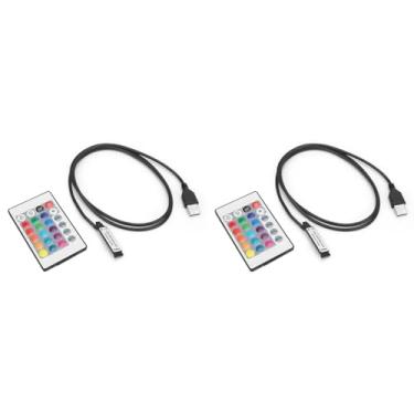 Imagem de 2PCS 5V 24 Key RGB LED Light Strip Controle Remoto Sem Fio USB 6A Efeito de Lâmpada Controlador IR
