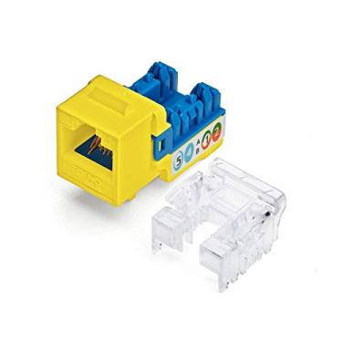 Imagem de TrueCABLE Conector Keystone Cat5e, não blindado (UTP), perfurador de 90 graus, PoE++ (4PPoE) 100W, listado na UL, verificado ETL, certificado ANSI/TIA, fêmea modular RJ45, amarelo, pacote com 48