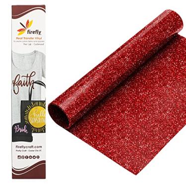 Imagem de (1.5m Roll, Glitter Red) - Firefly Craft Glitter Red Heat Transfer Vinyl Red Glitter HTV Vinyl Iron On Vinyl for Cricut and Silhouette 1.5m by 12.25 Roll Heat Press Vinyl for Shirts