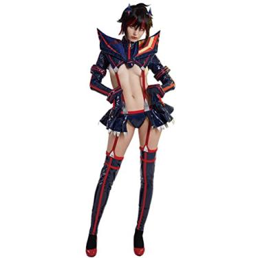 Imagem de miccostumes Fantasia feminina para cosplay com meias altas (grande, preta)