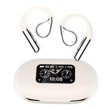 Imagem de Waillynice Fones de ouvido Bluetooth 5.4 abertos, fones de ouvido sem fio esportivos sobre fones de ouvido microfone embutido com ganchos de ouvido 50H Playtime Fones de ouvido com tela de LED (tela