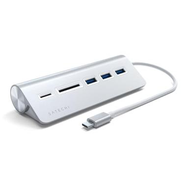 Imagem de Satechi USB-C Combo Hub para Escritório - Portas de dados USB-A 3.0 e leitores de cartão Micro/SD - Para M2/ M1 MacBook Pro/Air, M2/ M1 iPad Pro/Air, M2 Mac Mini, iMac M1 (Prata)