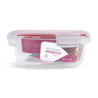 Imagem de Pote Hermético Vidro Redondo Grande Salada Fit 950ml - NABOX, Vermelho