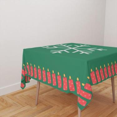 Imagem de Toalha De Mesa Quadrada 4 Lugares Tecido Oxford Vela de Natal TL16- 14