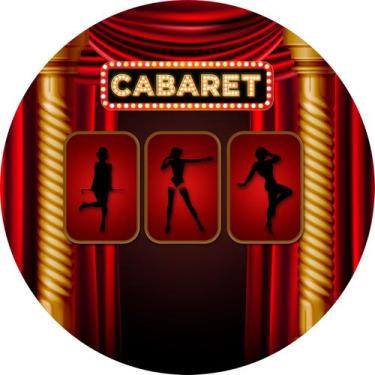 Imagem de Painel De Festa Redondo 1,50x1,50 - Cabaret Silhueta Cortinas e Coluna