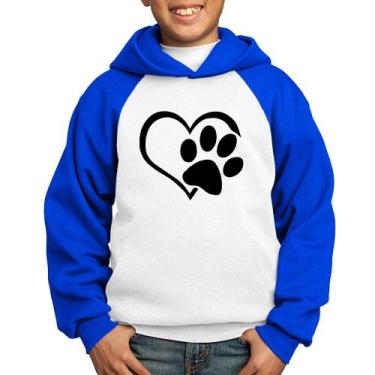 Imagem de Moletom Infantil Coração Patinha - Foca na Moda, Branco, Azul, 14