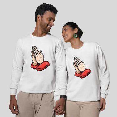 Imagem de Kit 2 Blusas Frio Moletom Careca Sem Capuz Casal Namorados Reze - MP M