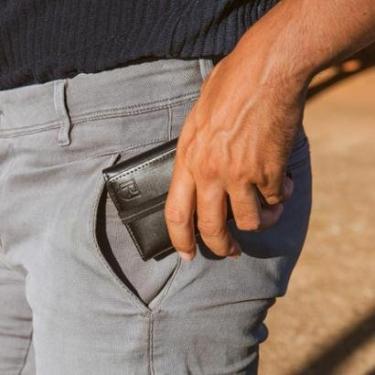 Imagem de Carteira Masculina Couro Trifold Elástico RFID CNH Cédulas-Masculino