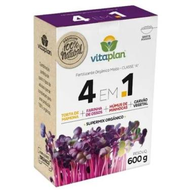 Imagem de Fertilizante Adubo Orgânico 4 em 1 Torta Farinha Humus Carvão Vitaplan