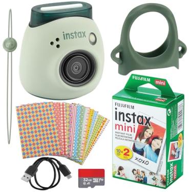 Imagem de Fujifilm Câmera digital Instax Pal, mini filmes Fujifilm 20, adesivos decorativos, aderência para câmera com USB, micro SD e tecido (gema preta) (verde petachio)