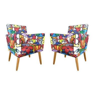 Imagem de kit 2 Poltronas Nina Decorativas Suede Romero Bicho-Maitê Moda Casa