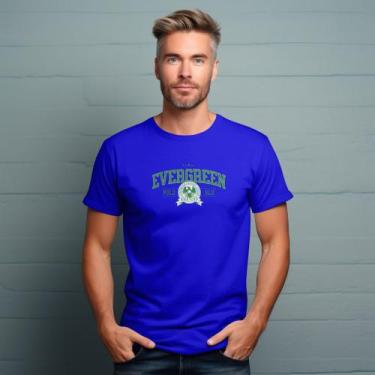 Imagem de Camisa Camiseta Masculina Evergreen Polo Blu Malha Algodão do P ao G1,