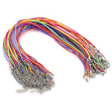 Imagem de CleverDelights Colares de couro sintético de 45,7 cm - cores mistas - pacote com 100 - correntes de artesanato de comprimento ajustável, 18 Inch, Couro sintético, Sem Pedra Preciosa