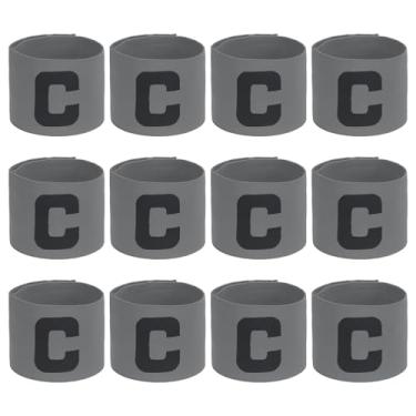 Imagem de PATIKIL Braçadeira de Capitão de Futebol, 12 Peças de Braçadeira de Capitão para Futebol Elástico Capitão C Braçadeiras Esportivas para Jovens Adultos Treinamento de Equipe de Futebol Cinza