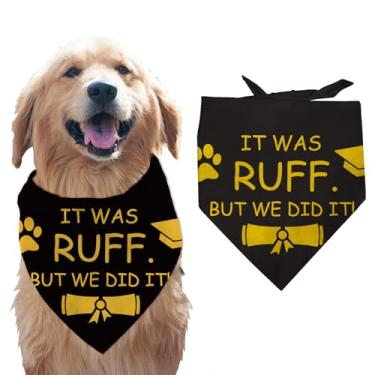 Imagem de arricraft 1 bandana para cães de estimação, 30,7 x 14,9 polegadas (78 x 38 cm) It was Ruff but We Did It, bandana de animal de estimação, ajustável, confortável, babadores para animais de estimação,