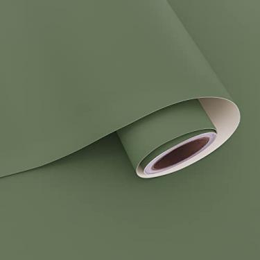 Imagem de VaryPaper Papel de parede verde sálvia 40 x 192 cm Papel de parede verde sálvia descasque e cole papel de contato verde para armários bancadas Papel de parede impermeável grosso removível Rolo de vinil verde sólido para parede do quarto Forro de prateleira Tabela