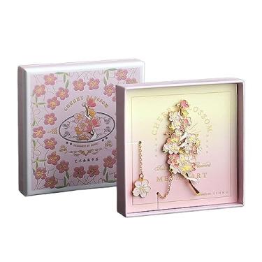 Imagem de Marcador de página de flor de cerejeira, marcador de página de metal, presente para leitoras mulheres/homens/meninas/amigas/professoras. Presente de aniversário.